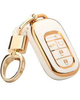 For 2022 Honda Key Fob Cover,With Gold Keychain, For Honda Accord Civic Crv Pilot Odyssey Smart Remote Key Fob Case