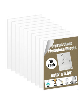 8X10 Plexiglass Quality Pet Sheet Panels 10 Pack - 8X10 X 04 - Lightweight Shatterproof Alternative To Glass - For Picture Frame, Diy Projects, Signs, Sneeze Guards, Railing Guards, Pet Barriers