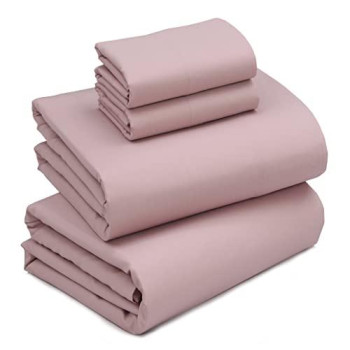 Ruvanti 100 Cotton Sheets - Soft Breathable Full Sheet Set - Deep Pocket Full Size Sheets - Crispy Percale Sheets - Burnished Lilac Full Sheets - Moisture-Wicking Bed Sheets - 4 Pieces