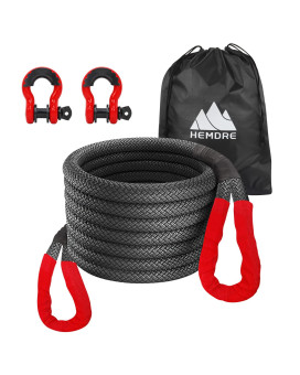 Hemdre 1A30Ft Kinetic Recovery Tow Rope36,500Lbswith 2 D Ring Shackles (41,500Lbs) Offroad Recovery Kit For 4Wd Pickup Truck, Suvutv, Atv(Black)
