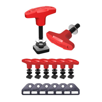 Gp Anchor Thumbscrew D-Plate Set, 6 Tie Down Anchor Bolts Wscrew Nuts 6 D-Plates For Fast Jeep Top Removal Lift, Truck Tie Downs Jeep Wrangler Accessories For 4Xe, Jk Jl Yj, M8-125 Screw, Red