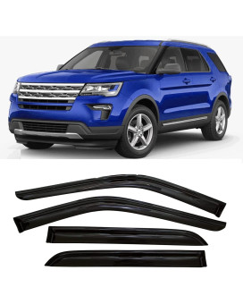 Zzdsnj Tape-On Rain Guard 4-Piece For 2011-2019 Ford Explorer Windows Visor Shield Shade Smoke