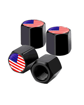 Trnoi 4Pack Universal Car Tire Valve Caps,Usa Flag Valve Stem Caps, Car Wheels Tire Valve Stem Caps Fit Most Car Truck Motorcycles Bikes(Usa Flag,Red)