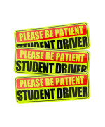 3Pcs Student Driver Magnet Stickers For Car, Reflective Yellow Large Bold Text Car Safety Signs, New Driver Stickers Universal For Vehicles (Orange)