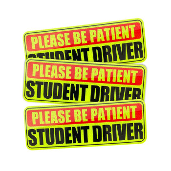 3Pcs Student Driver Magnet Stickers For Car, Reflective Yellow Large Bold Text Car Safety Signs, New Driver Stickers Universal For Vehicles (Orange)