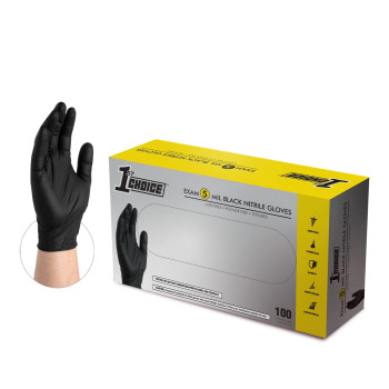 1St Choice 5Mil Black Nitrile Exam Grade Chemo-Rated Disposable Gloves - 1Mebn (2-Pack) 2 Boxes Of 100 Large