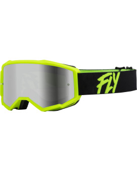 Fly Racing 2023 Zone Goggle (Blackhi-Vis Wsilver Mirrorsmoke Lens, Youth)