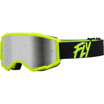 Fly Racing 2023 Zone Goggle (Blackhi-Vis Wsilver Mirrorsmoke Lens, Youth)