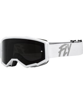 Fly Racing 2023 Zone Goggle (White Wdark Smokesmoke Lens, Youth)