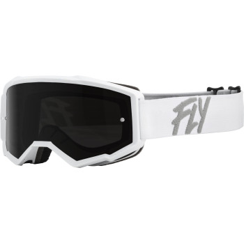 Fly Racing 2023 Zone Goggle (White Wdark Smokesmoke Lens, Youth)