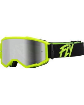 Fly Racing 2023 Adult Zone Goggle (Blackhi-Vis Wsilver Mirrorsmoke Lens, Adult)