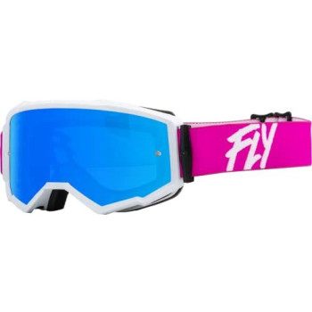 Fly Racing 2023 Adult Zone Goggle (Pinkwhite Wsky Blue Mirrorsmoke Lens, Adult)