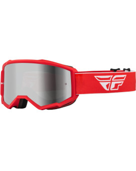 Fly Racing 2023 Zone Goggle (Redwhite Wsilver Mirrorsmoke Lens, Youth)