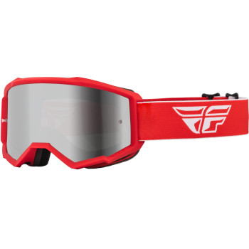 Fly Racing 2023 Zone Goggle (Redwhite Wsilver Mirrorsmoke Lens, Youth)