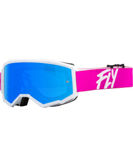 Fly Racing 2023 Zone Goggle (Pinkwhite Wsky Blue Mirrorsmoke Lens, Youth)