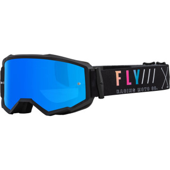 Fly Racing 2023 Adult Zone Goggle (Blacksunset Wsky Blue Mirrorsmoke Lens, Adult)