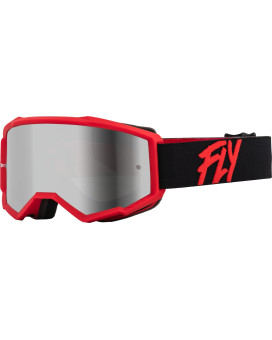 Fly Racing 2023 Zone Goggle (Blackred Wsilver Mirrorsmoke Lens, Youth)