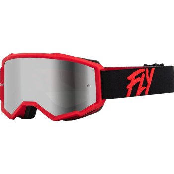 Fly Racing 2023 Zone Goggle (Blackred Wsilver Mirrorsmoke Lens, Youth)