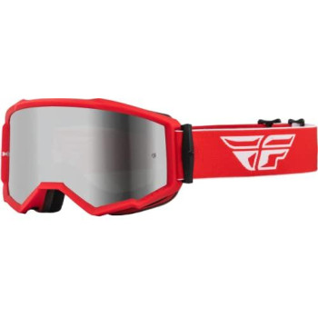 Fly Racing 2023 Adult Zone Goggle (Redwhite Wsilver Mirrorsmoke Lens, Adult)