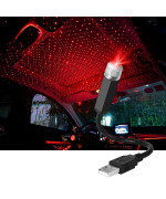 Uraqt Usb Star Night Lights Projector, Multiple Modes Adjustable Usb Night Light Interior Car Lights Plug And Play Romantic Auto Roof Ceiling Lamp For Bedroom Universal For Car Home Party Red