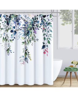 Boodii Green Spring Watercolor Shower Curtain 72 Inches Long Floral Leaf Shower Curtain For Bathroom Botanical Leaves Shower Curtain Hunter Green Eucalyptus Curtain Jungle Green Bathroom Decor 72X72