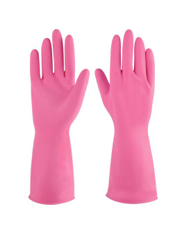 Iucge Rubber Cleaning Gloves Pink 3 Pairs For Household,Reuseable Dishwashing Gloves For Kitchen(3,Xl)