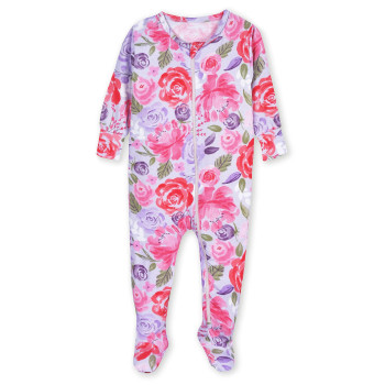 Gerber Unisex Baby Toddler Buttery Soft Snug Fit Footed Pajamas With Viscose Made From Eucalyptus, Lilac Garden, 3T