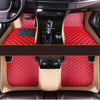 Moupl Customize All-Weather Protection Leather Floor Mats For Cars, Suvs, And Trucks According To Automotive Model (Edge Beige Medium Red Beige)