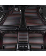 Moupl Customize All-Weather Protection Leather Floor Mats For Cars, Suvs, And Trucks According To Automotive Model (Black Red Stripes 1)