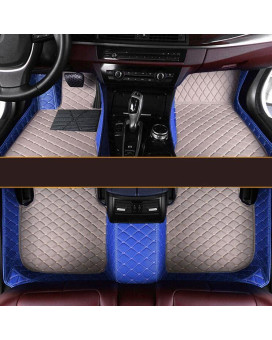 Moupl Customize All-Weather Protection Leather Floor Mats For Cars, Suvs, And Trucks According To Automotive Model (Side Blue Medium Grey)