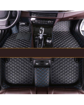 Moupl Customize All-Weather Protection Leather Floor Mats For Cars, Suvs, And Trucks According To Automotive Model (Side Black Blue Medium Black Beige)