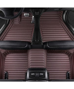 Moupl Customize All-Weather Protection Leather Floor Mats For Cars, Suvs, And Trucks According To Automotive Model (Brown Stripes)