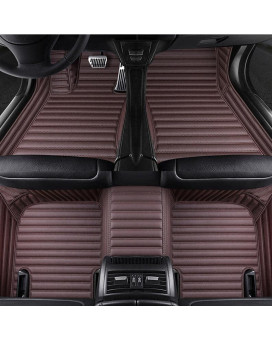 Moupl Customize All-Weather Protection Leather Floor Mats For Cars, Suvs, And Trucks According To Automotive Model (Brown Stripes)