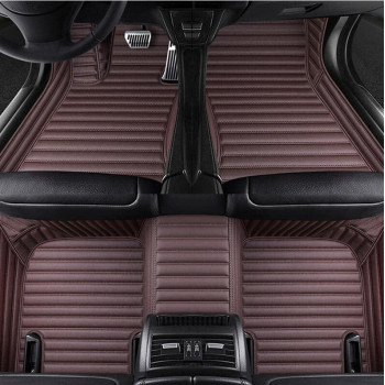 Moupl Customize All-Weather Protection Leather Floor Mats For Cars, Suvs, And Trucks According To Automotive Model (Brown Stripes)