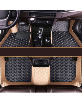 Moupl Customize All-Weather Protection Leather Floor Mats For Cars, Suvs, And Trucks According To Automotive Model (Edge Beige Medium Black Beige)