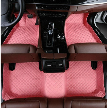 Moupl Customize All-Weather Protection Leather Floor Mats For Cars, Suvs, And Trucks According To Automotive Model (Pink)