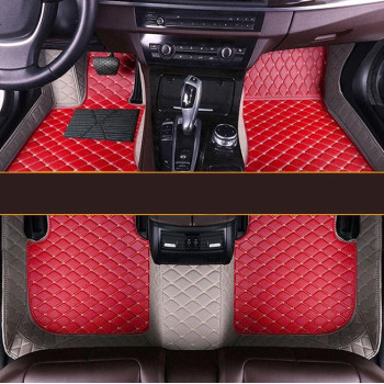 Moupl Customize All-Weather Protection Leather Floor Mats For Cars, Suvs, And Trucks According To Automotive Model (Edge Gray Medium Red Beige)