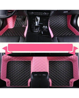 Moupl Customize All-Weather Protection Leather Floor Mats For Cars, Suvs, And Trucks According To Automotive Model (Edge Pink Medium Black)