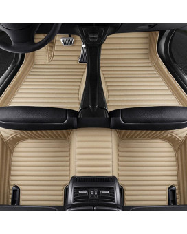 Moupl Customize All-Weather Protection Leather Floor Mats For Cars, Suvs, And Trucks According To Automotive Model (Beige Stripes)