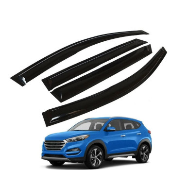 Zzdsnj Tape-On Windows Visor 4-Piece For 2016-2021 Hyundai Tucson Rain Guards Shield Shade Smoke