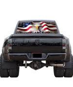 Graphix Express Truck Back Window Graphics - Bald Eagle American Flag Decal (P534) - Usa Flag With Eagle - Universal See Through Rear Window Vinyl Wrap - Full Window Decals For Trucks