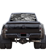 Graphix Express Truck Back Window Graphics - Black And White American Flag Decal (P531 - Patriotic Usa Flag - Universal See Through Rear Window Vinyl Wrap - Full Window Decals For Trucks