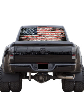 Graphix Express Truck Back Window Graphics - American Flag Decal (P530) - Patriotic Red, White, And Blue Usa Flag - Universal See-Through Rear Window Vinyl Wrap - Full Window Decals For Trucks