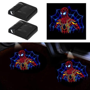 Flyeego Car Door Lights Projectors For Spiderman 2Pcs Car Door Projector Lights For 3D Spider Man Led Door Shadow Lights Welcome Courtesy Lights For Most Car Models