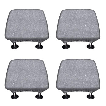 Wirester Set Of 4 Car Seat Head Rest Cover, Protective Fabric Design Cover Decoration For All Cars - Shinning Sliver