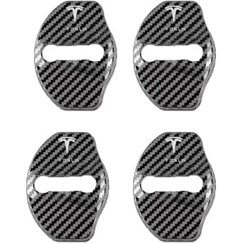 4Pcs Carbon Fiber Door Stopper Covers Compatible With Tesla Model 3Y Stainless Steel Car Door Lock Cover Door Guard Lock For Tesla Accessories