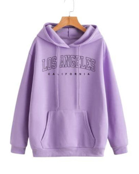 Soly Hux Women Casual Fashion California Hoodie Los Angeles Pullover Drawstring Graphic Sweatshirt Lilac Purple Graphic M