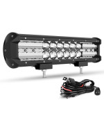 Dwvo Led Light Bar 12 Inch (14 With Mounting Bracket) 180W 9D 18000Lm Spot Flood Combo Beam Ip68 Waterproof Off-Road Driving Light For Jeeps Suv Bumper Trucks Boats Atv Off Road Light Bar