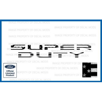 Decal Mods 2020-2022 Super Duty Tailgate Letter Inserts Overlays Decals Stickers (Thin) Compatible With Ford F250 F350 F450 (2020-2022) (Black & White Distressed Usa Flag) Fg1A5