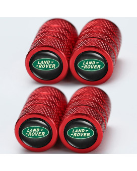 4Pcs Metal Car Tire Valve Caps For Land Rover Tires, Dust With Logo On, Suit Discovery Range Sport Defender Cruiser Lr2 Lr3 Lr4, Anti-Corrosion, Red (Qz001)